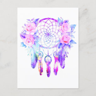 Pink Roses Dreamcatcher Floral Dreams Announcement Postcard