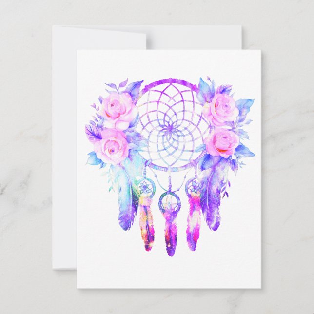 Pink Roses Dreamcatcher Floral Dreams RSVP Card (Front)