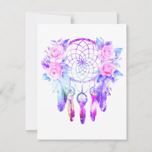 Pink Roses Dreamcatcher Floral Dreams RSVP Card
