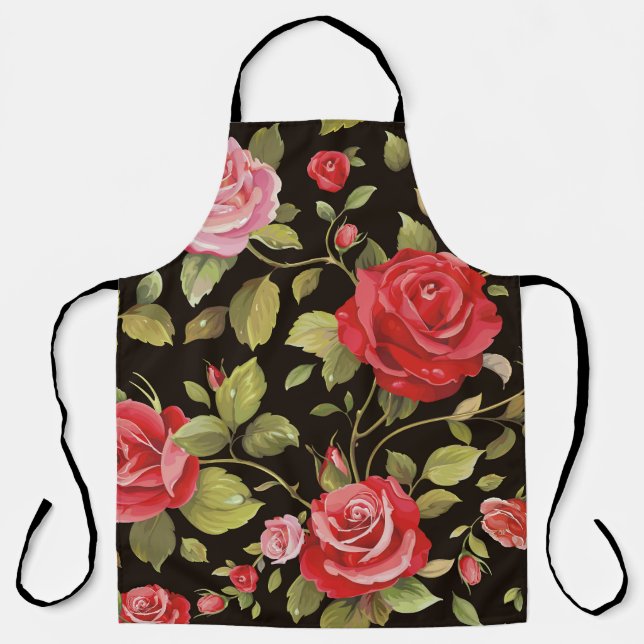 Pink roses: elegant floral pattern. apron (Front)