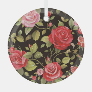 Pink roses: elegant floral pattern. glass tree decoration