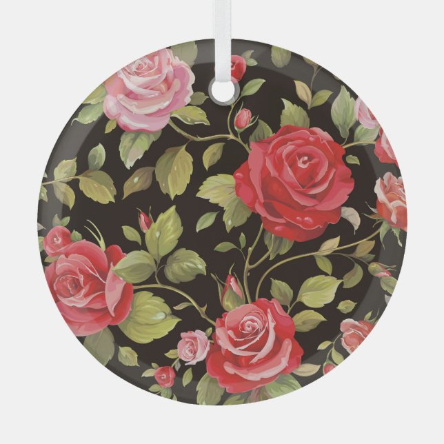 Pink roses: elegant floral pattern. glass tree decoration (Front)
