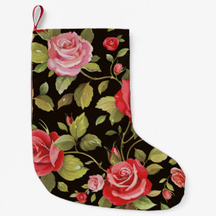 Pink roses: elegant floral pattern. small christmas stocking
