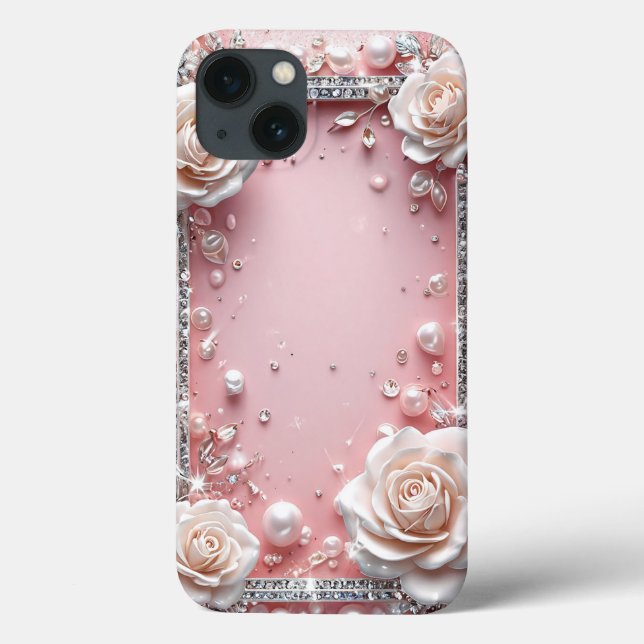 Pink Roses Elegant Frame Everyday Phone Style Case-Mate iPhone Case (Back)
