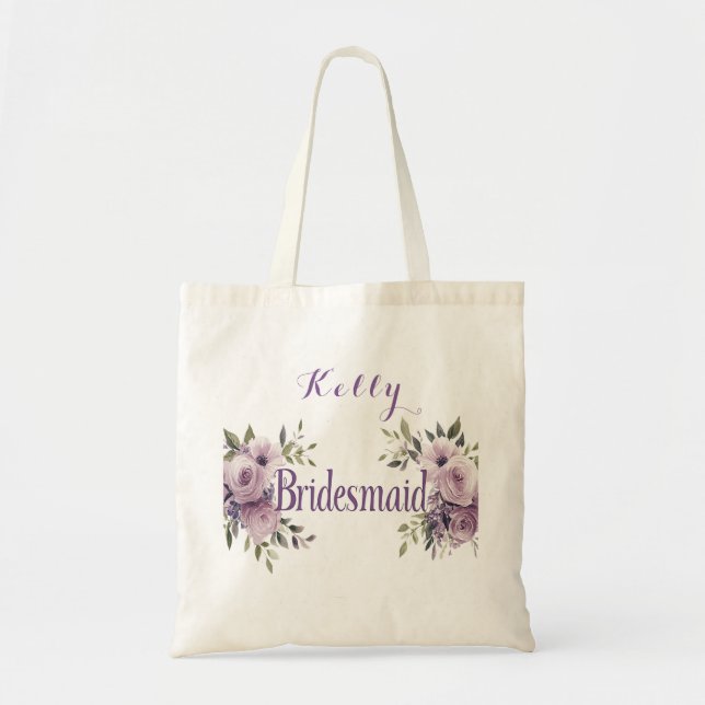  Pink Roses Elegant Watercolor Bridesmaid Tote Bag (Front)