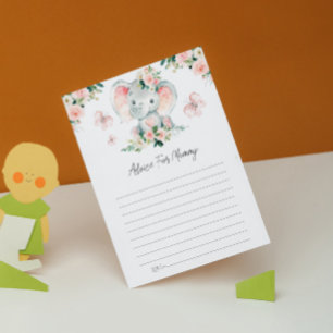 Pink Roses Elephant Advice For Mammy Baby Shower  Invitation