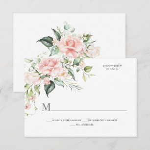 Pink Roses Eucalyptus Botanical RSVP Card