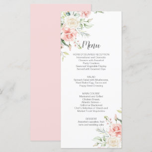 Pink Roses, Eucalyptus, Greenery Wedding Menu