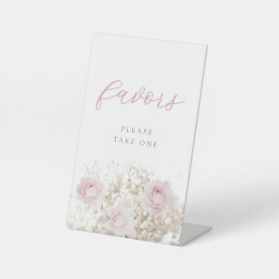 pink roses favours pedestal sign