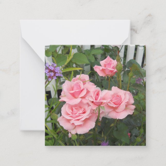 Pink Roses Flat Note Cards (Front)