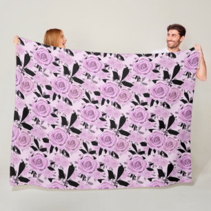  Pink roses   Fleece Blanket