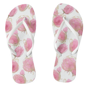 Pink roses flip flops
