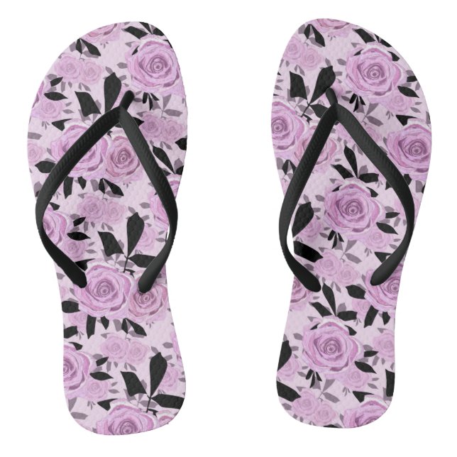  Pink roses  Flip Flops (Footbed)