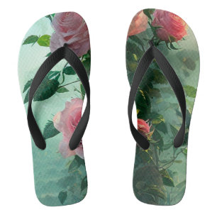 Pink Roses - Flip Flops