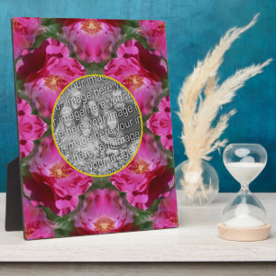 Pink Roses Floral Abstract Add Your Photo Plaque