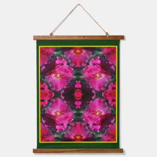 Pink Roses Floral Abstract Art        Hanging Tapestry