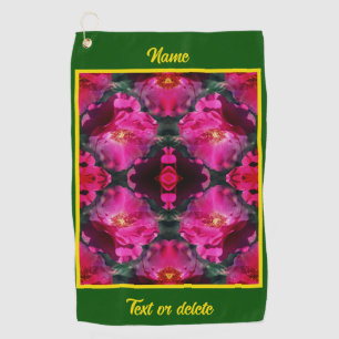 Pink Roses Floral Abstract Art Personalised Golf Towel