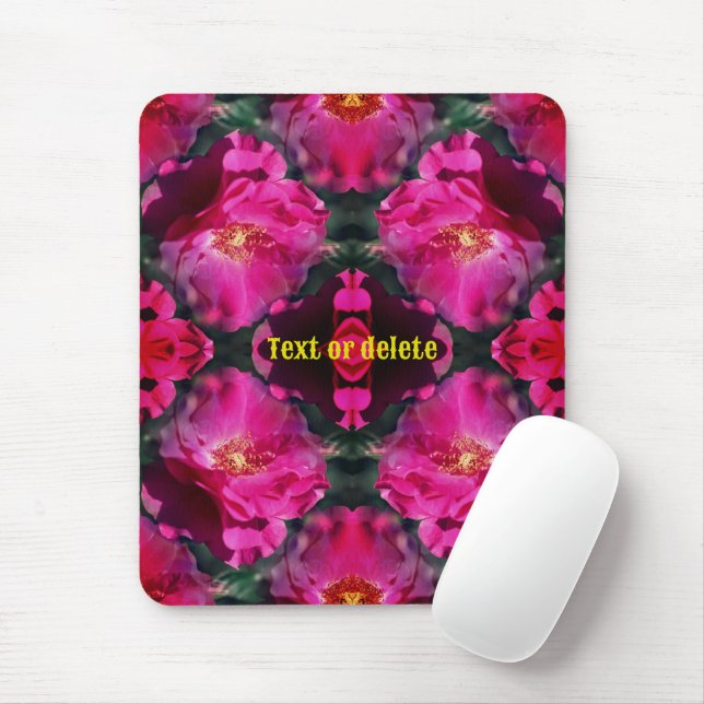 Pink Roses Floral Abstract Art Personalised      Mouse Mat (With Mouse)