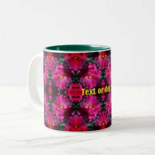 Pink Roses Floral Abstract Art Personalised      Two-Tone Coffee Mug