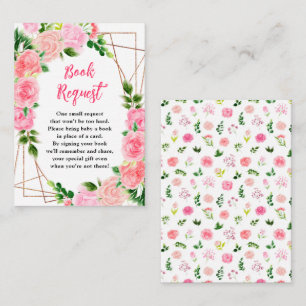 Pink Roses Floral Baby Shower Book Request Enclosure Card