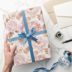 Pink Roses Floral Bridal Shower Wrapping Paper