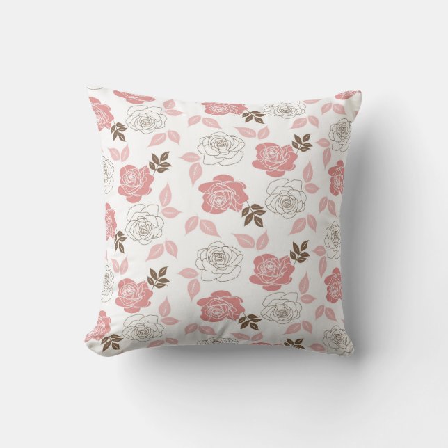 Pink Roses Floral Cushion (Front)