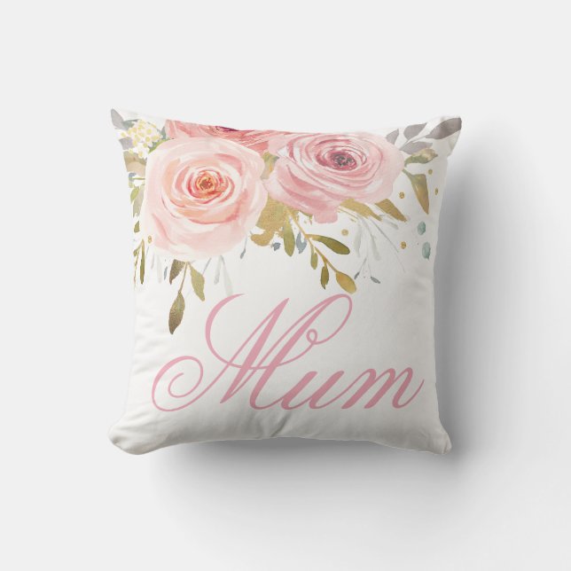 Pink Roses Floral Cushion Mum Mum Mother's Day (Front)