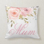 Pink Roses Floral Cushion Mum Mum Mother's Day<br><div class="desc">Vintage Pink and Blush Watercolor Roses Cushion. 
Personalise it easily and quickly,  simply press the customise it button to further re-arrange and format the style and placement of the text. 
Matching items available in store!
 (c) The Happy Cat Studio</div>