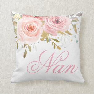 Pink Roses Floral Cushion Nan Grandma Mother's Day