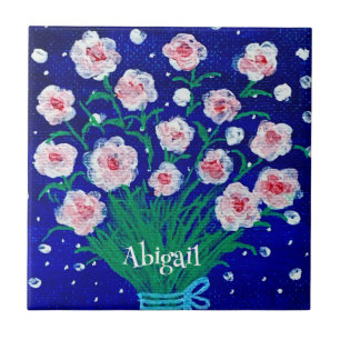 Pink Roses Floral Customized Ceramic Tile