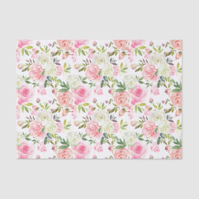 Pink Roses Floral Decoupage Tissue Paper (Front)