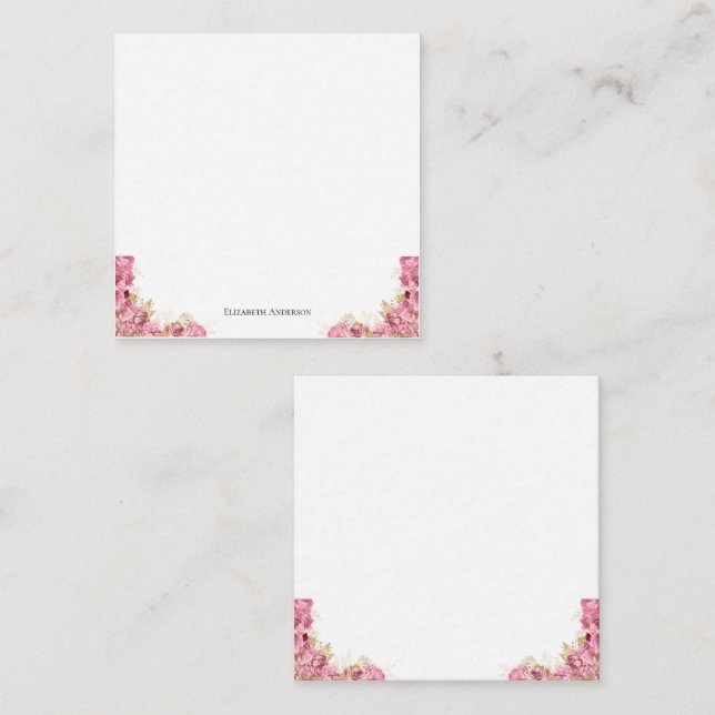 Pink Roses Floral Elegant Personalised Card (Front/Back)