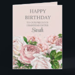 Pink Roses Floral Glitter Sweet 16 Grandparents Card<br><div class="desc">Elegant vintage botanical blush pink watercolor roses and green leaves on pink Sweet 16 birthday card with sparkling silver glitter.  Personalised from grandparents to their daughter on her 16th birthday. Contact me for assistance with your customisations or to request additional matching or coordinating Zazzle products.</div>