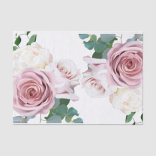 Pink Roses Floral Greenery Modern Wedding  Tissue Paper