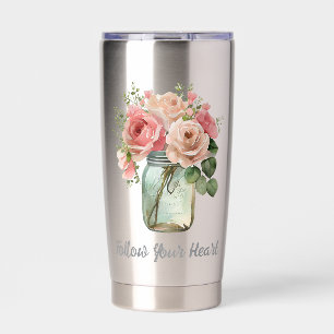 Pink Roses Floral Insulated Tumbler