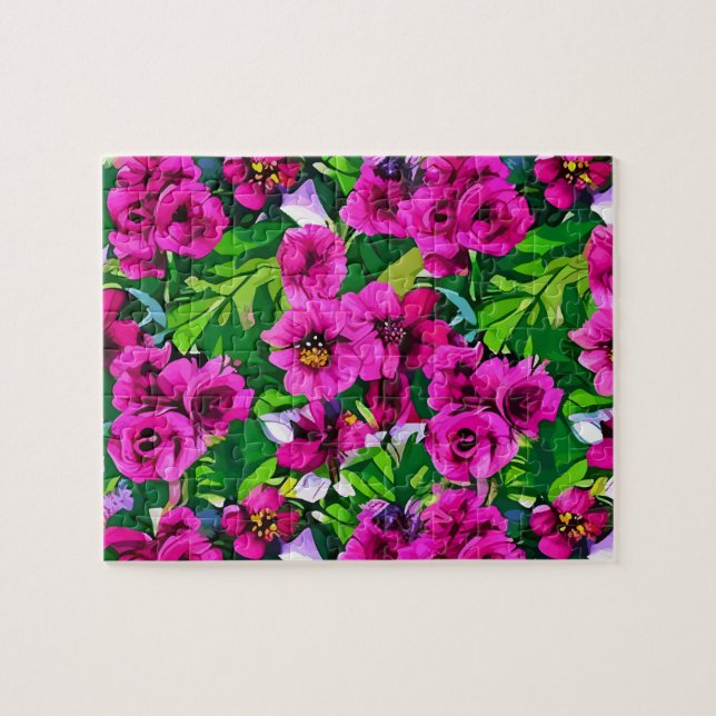 Pink Roses Floral Jigsaw Puzzle (Horizontal)
