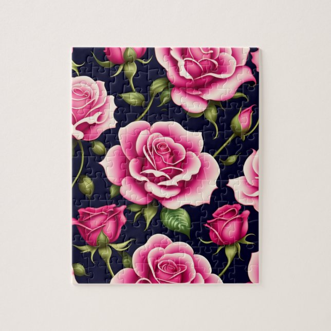 Pink Roses Floral Jigsaw Puzzle (Vertical)