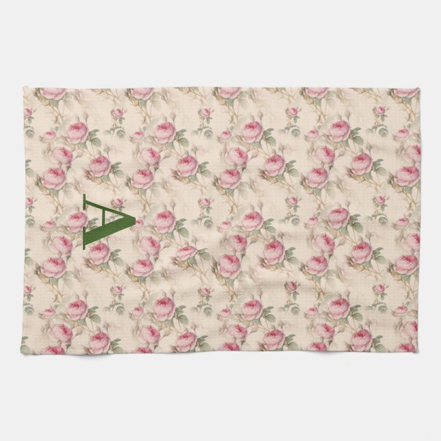 Pink Roses Floral Kitchen Towels (Horizontal)