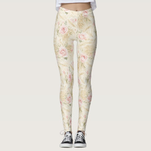Pink Roses Floral Leggings