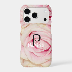 Pink Roses Floral Monogram Name