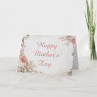 Pink Roses Floral Mother's Day Greeting Card