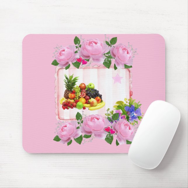 Pink Roses Floral Mouse Pad! Mouse Pad (With Mouse)