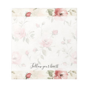 Pink Roses Floral Notepad