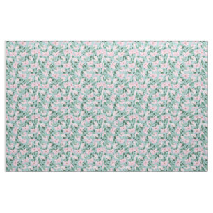 Pink Roses Floral Painting Powder Blue Fabric