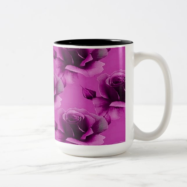 Pink Roses Floral Pattern Coffee Mug (Right)