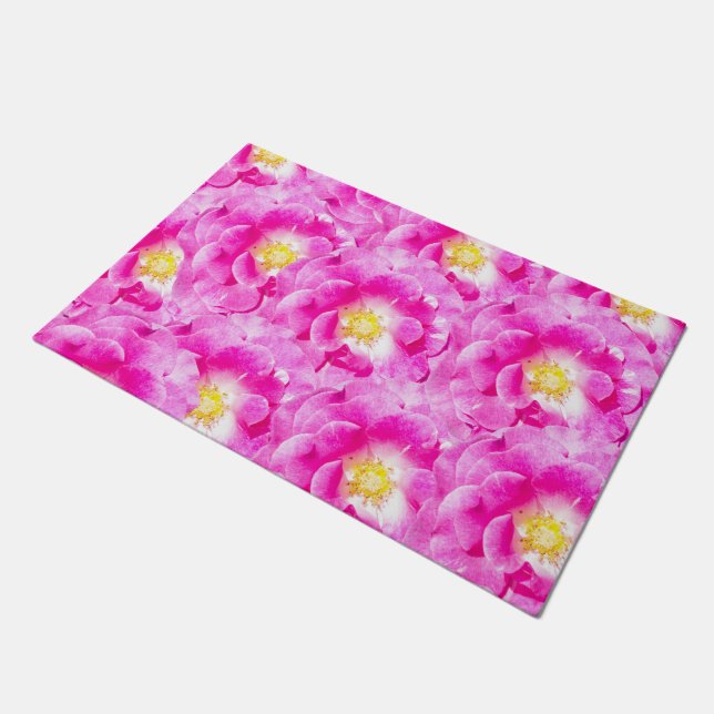 Pink roses floral pattern doormat (Angled)