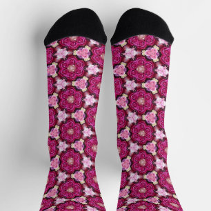 Pink roses floral pattern socks