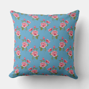 Pink Roses, Floral Pattern Throw Pillow 20" x 20"