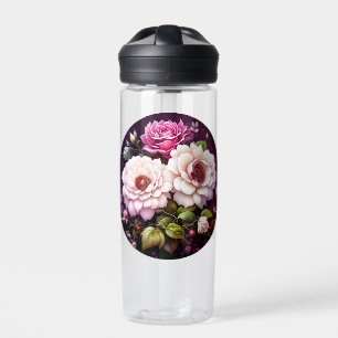 Pink Roses Floral Personalised Water Bottle