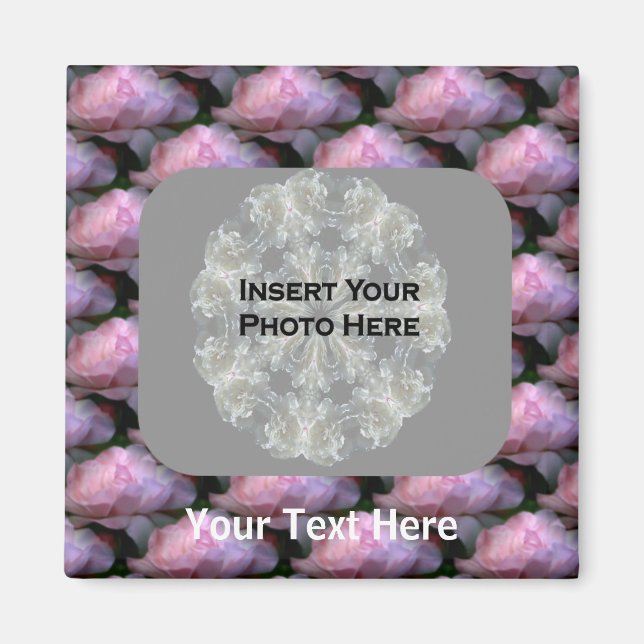 Pink Roses Floral Photo Magnet (Front)